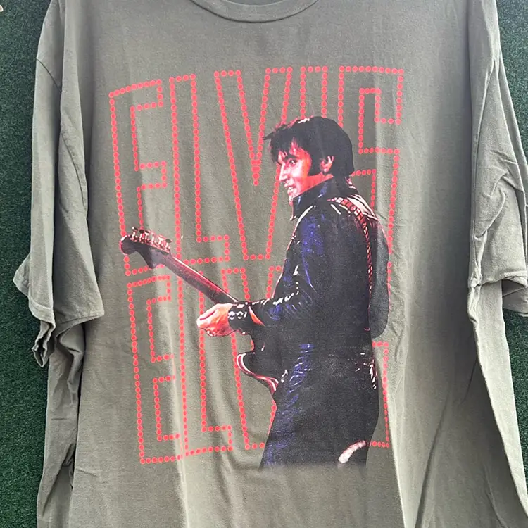 Elvis Presley Army Green Neon Lights T-Shirt. Size 3 Xl. Port And Company Hangtag.