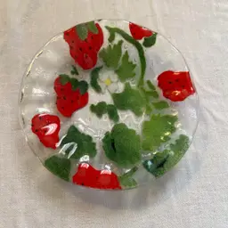 Fused Glass Trinket Dish, Strawberry Design