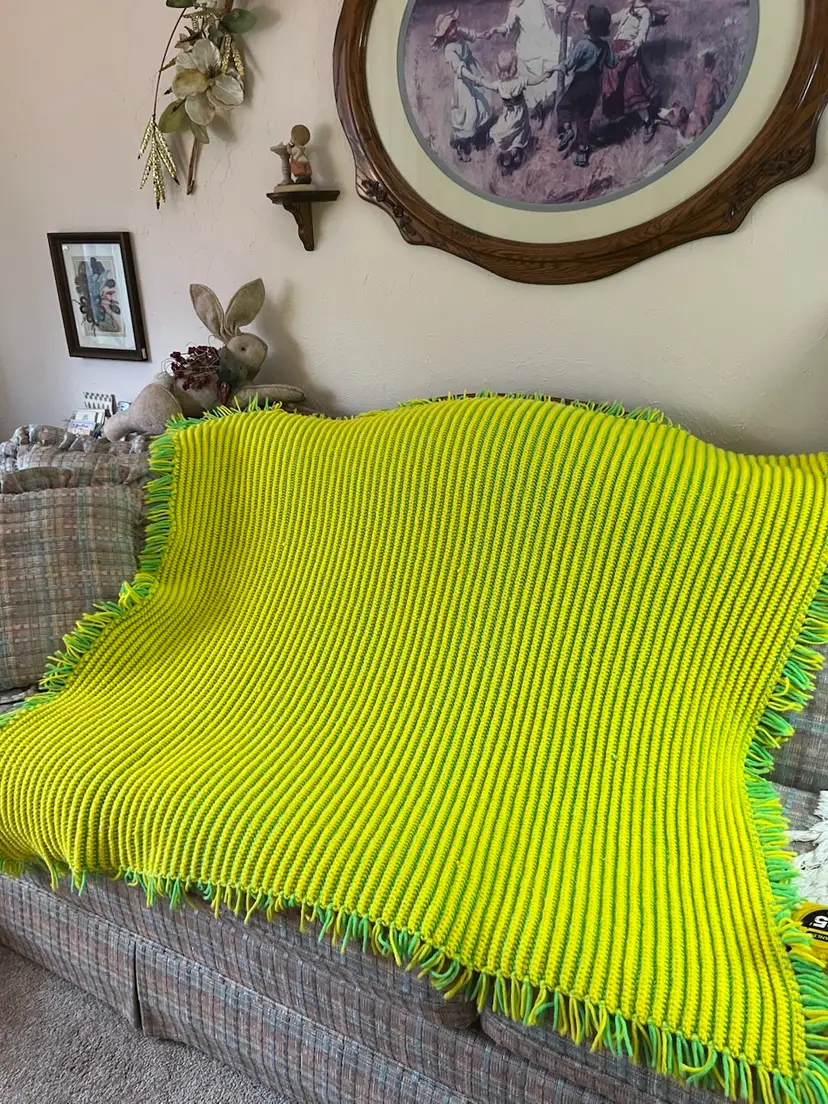 Reversible Hand Made Crochet Afghan-See Pictures