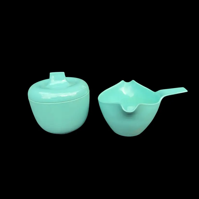MCM Florence By Prolon Turquoise Melmac Creamer And Sugar Bowl