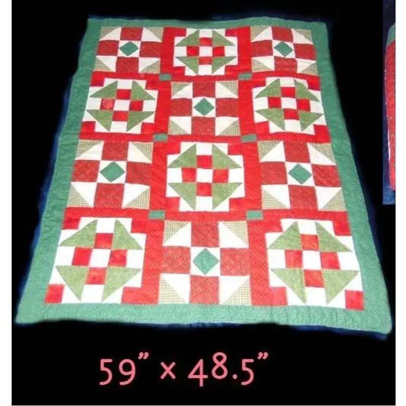 Gorgeous Vintage AMISH Christmas Colors, 'Churn Dash & Shoofly' Pattern, Christmas Quilted Wall Hanging / Throw