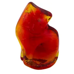 Blenko Glass Cat Kitten Amberina Figurine Hand Blown 2023 Glows