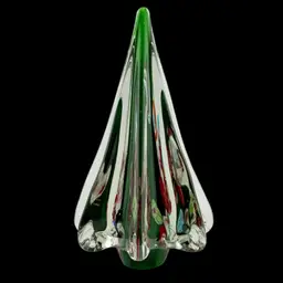 Millefiori Art Glass Christmas Tree Multicolor 8 X 4 1/2"