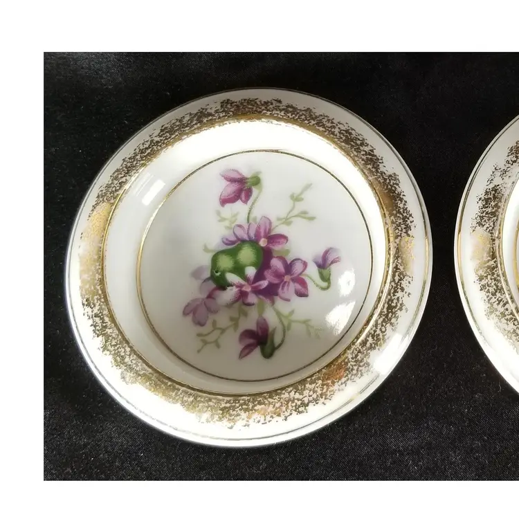 Vintage Pair of Violet Porcelain Coasters