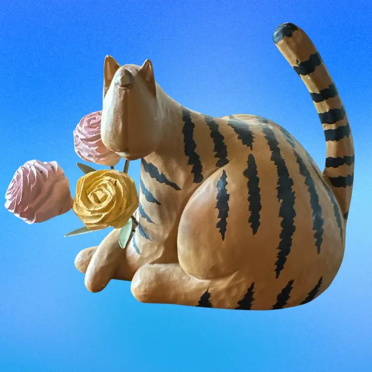 WilliRaye Studio  *Love*   "Faithful Love"  WW7672 Cat Kitten Flowers