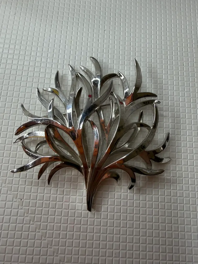 Trifari  Buch Brooch 3” Not Sterling Silver