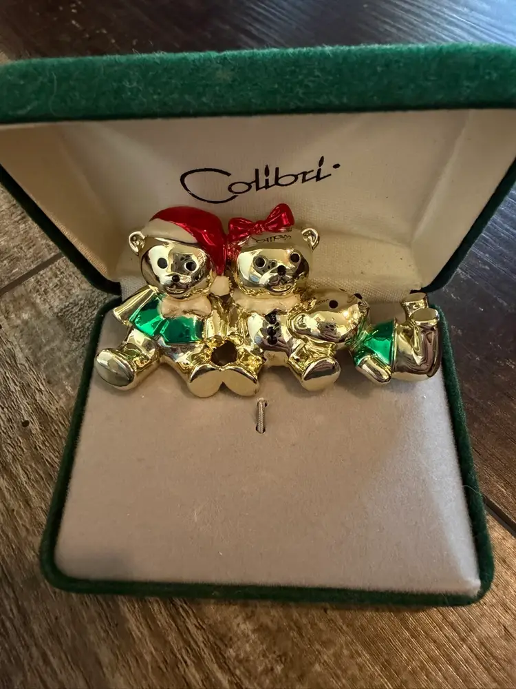 Christmas Teddy Bear Brooch