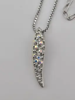 Swarovski Brand Necklace Leaf Pendant AB Crystals