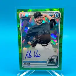 2020 Bowman Sapphire Alex Vesia Green Refractor Auto 1st /99 Miami Marlins