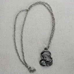 Vintage Saint Anthony Pewter Pendant Necklace