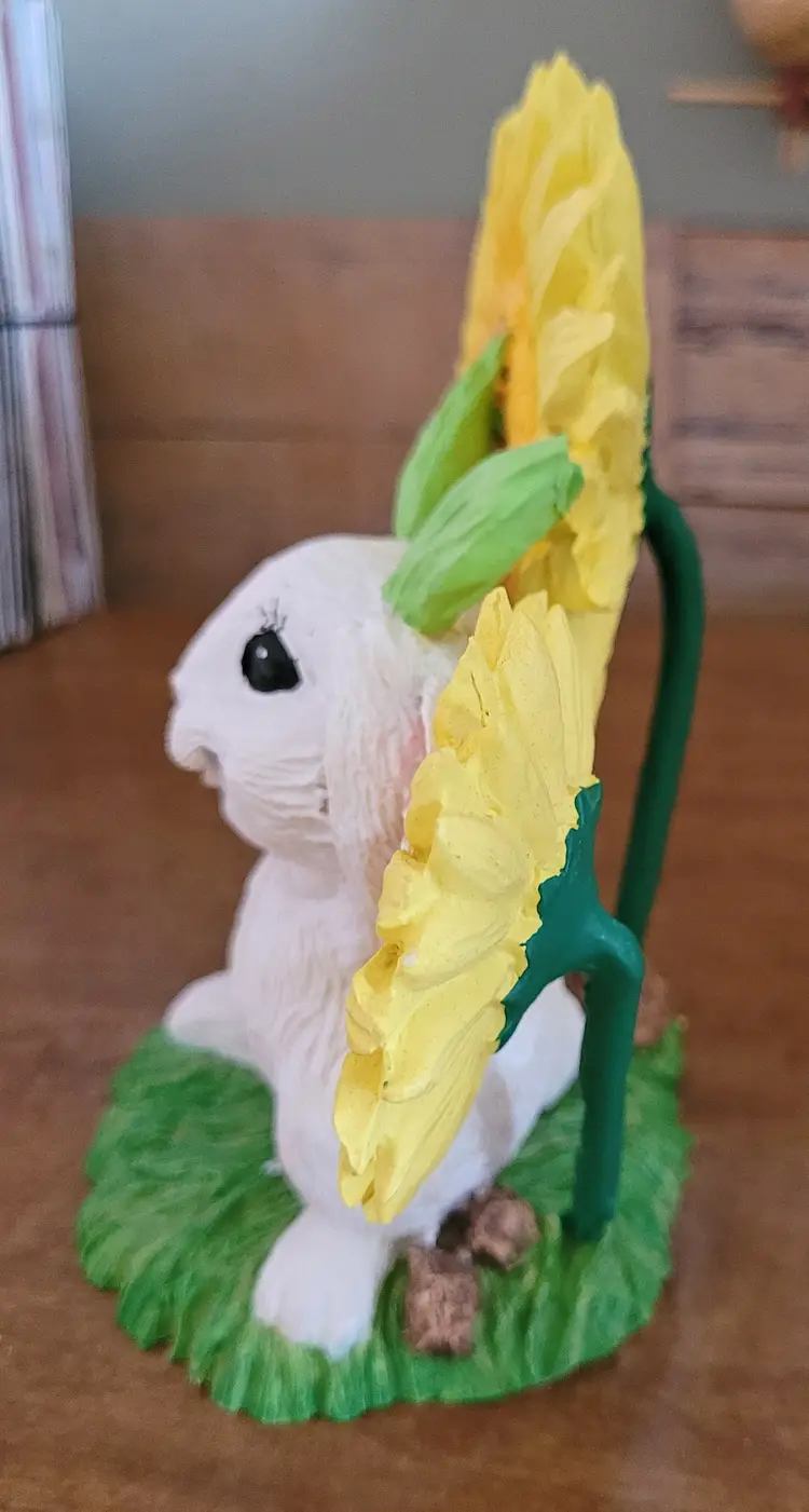 Vintae Bunny with Yellow Flowers c.1990s - As Is