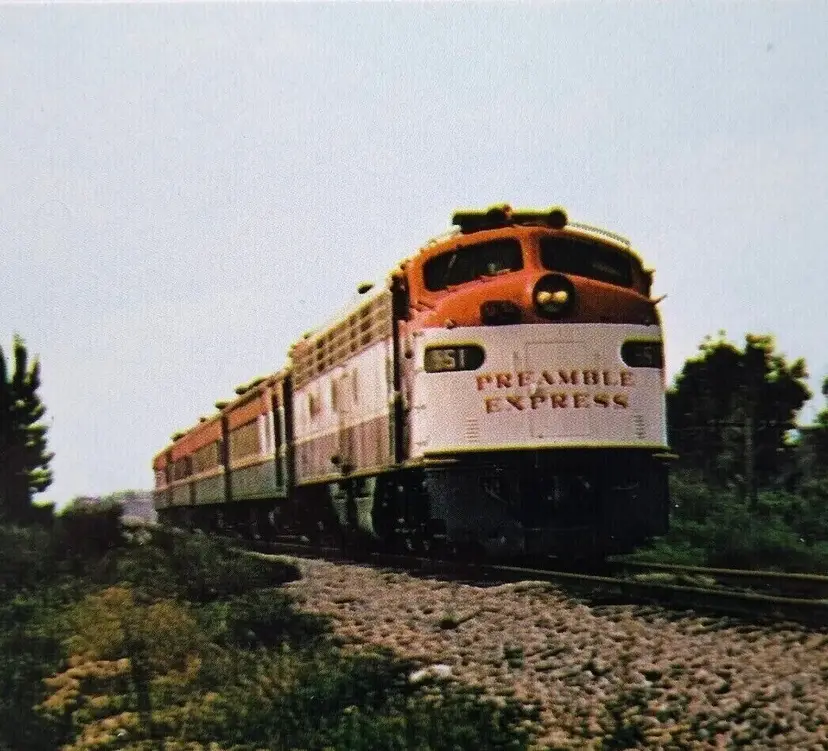 Railroad Postcard Train Locomotive Preamble Express 951 Red White Blue Patriotic