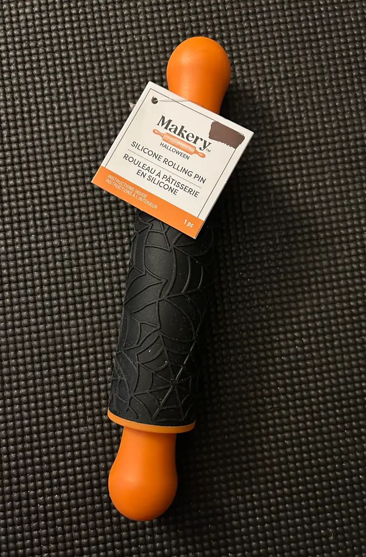 Makery Halloween Spider Web Embossed Design Silicone Rolling Pin NWT