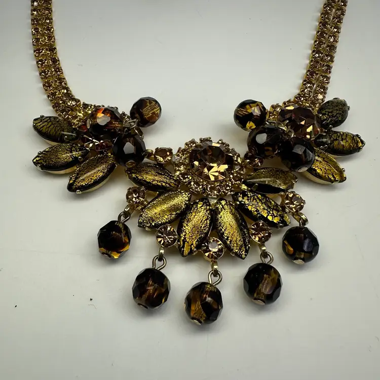 Juliana D & E DeLizza Elster Rhinestone Foiled Glass Bead Dangle Necklace & Earrings (Verified)