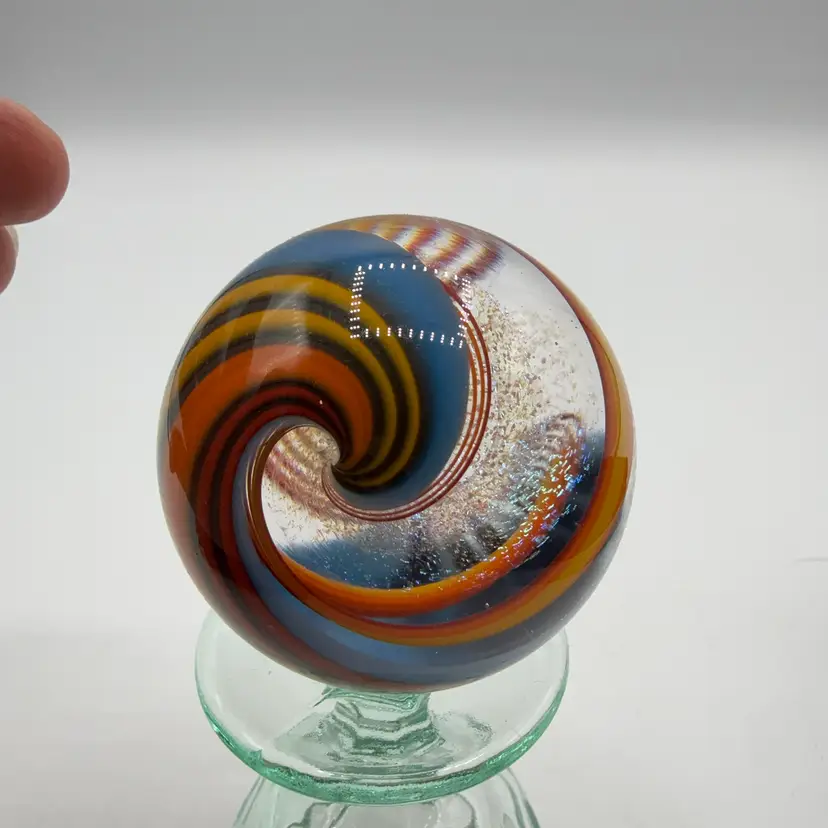 Kris Parke 2006 Large 2” Swirl Dichroic Veil Signed Marble