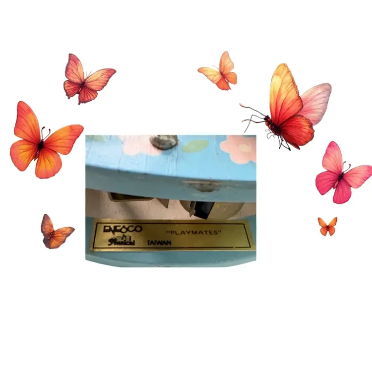 Vintage 1984 Enesco 6" x 6" Movable Musical Rocking Horse Figure with Teddy Bear Vintage Nursery Retro Decor