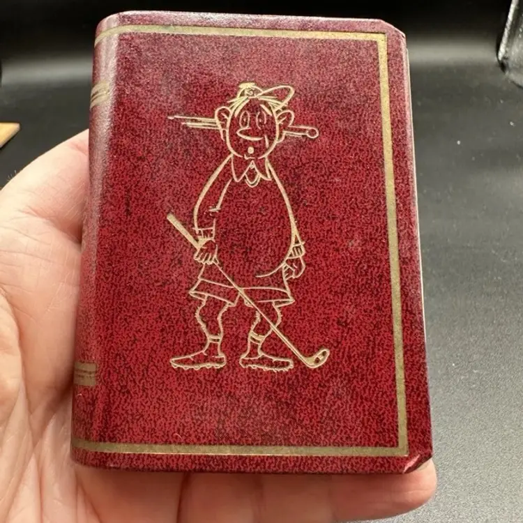 VINTAGE TEE-UP PLAYING CARDS 52 FUNNY CARTOONS & METAL HOLDER