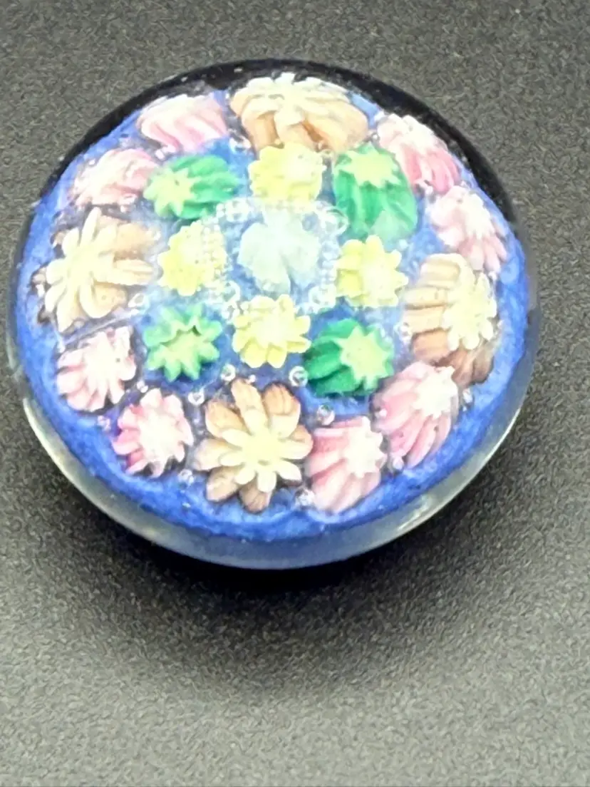 Mini Millefiori Glass Paperweight 1.75”