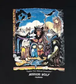 vintage Colorado Mission Wolf t-shirt animal print nature wildlife harmony