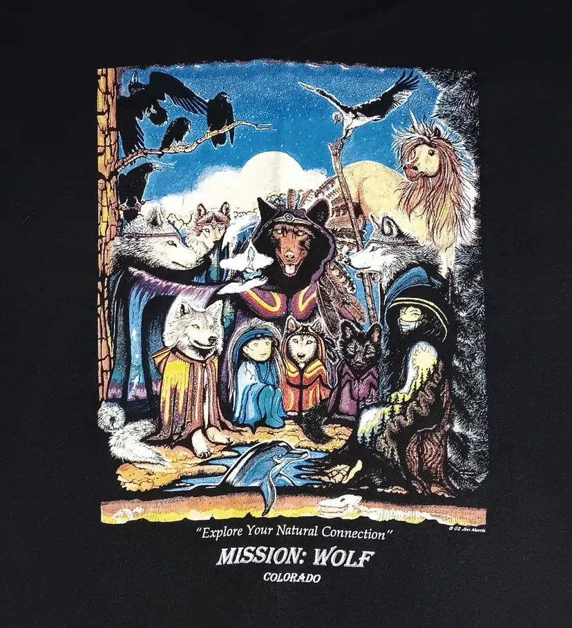 vintage Colorado Mission Wolf t-shirt animal print nature wildlife harmony