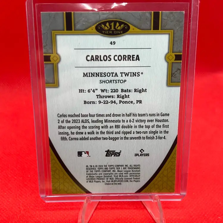 Carlos Correa 2024 Topps Tier One /125 Minnesota Twins 