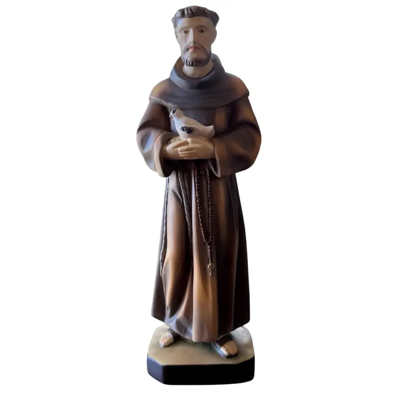 Dolfi St Francis Figurine Statue Wood Resin. 7.5” Tall. Excellent Condition