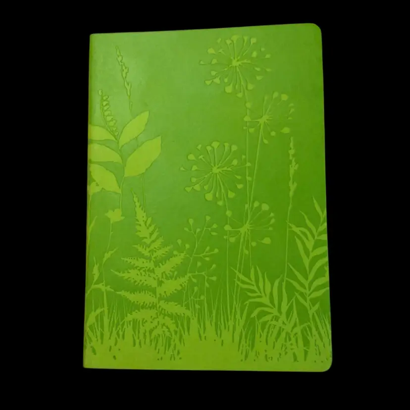Beautiful Lime Green Soft Pliable Cover Lined Notebook. With Lime Green Satin Ribbon Page Marker. Manufactured By Flame Tree Notebook.