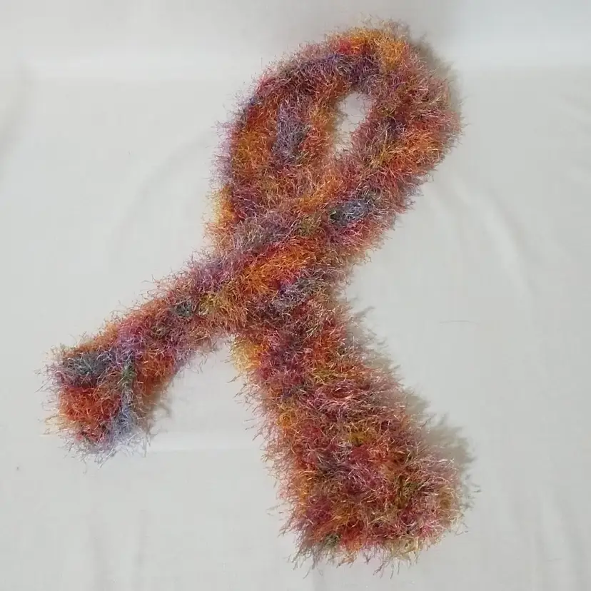 Made By Me! 50x4 Inch Long Fuzzy Yarn Rainbow Multicolor Knit Scarf "Confetti" Lion Brand Fun Fur