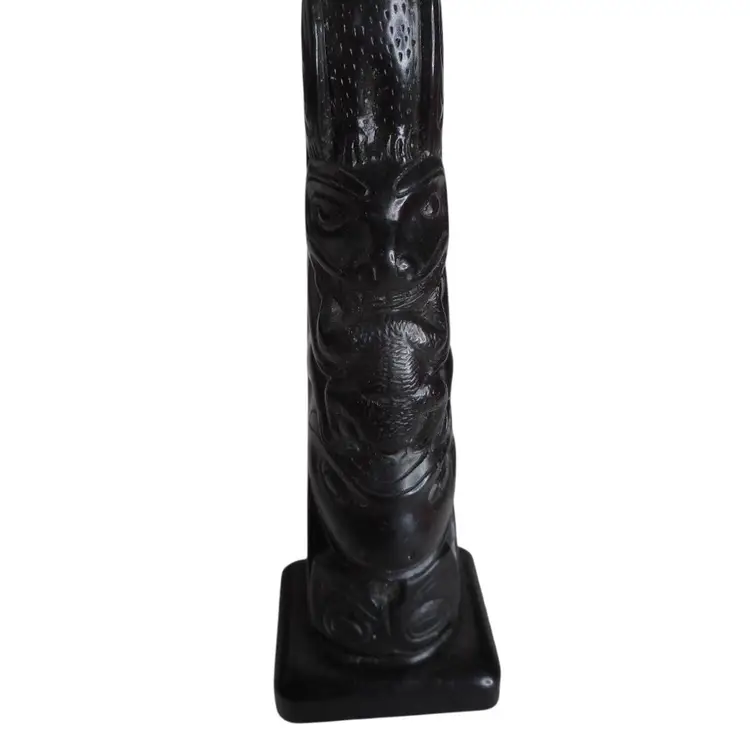 Vintage Black 5" Totem Pole BOMA Canada Raven Frog Beaver Resin Cast