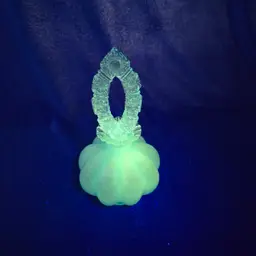 226  Fenton Blue Opaline Melon Perfume Bottle GLOWS VTG