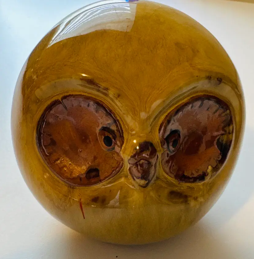 Vintage Round Owl Head - Beautiful Glaze