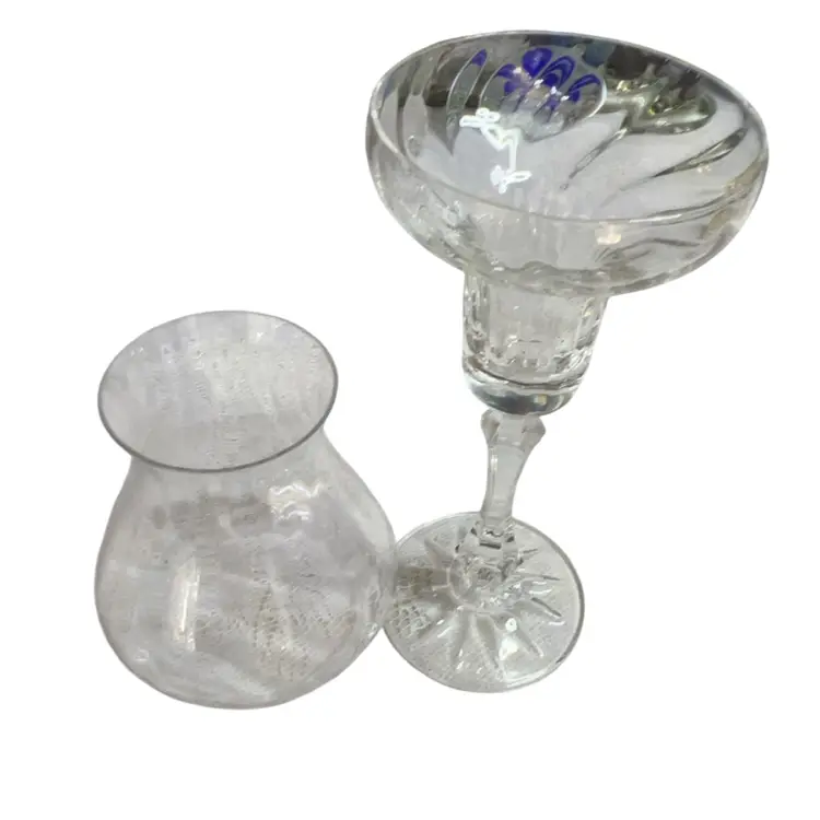 Crystal Two Piece Hurricane Lamp Candle Holder 11”