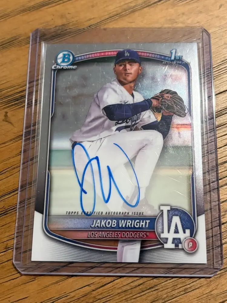 Jakob Wright 2025 Bowman Chrome 1st Auto Plus Sapphire And Mini Diamonds Los Angeles Dodgers