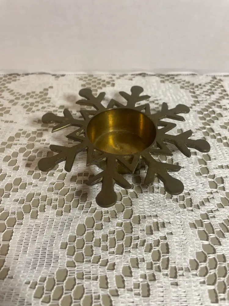 Brass Snowflake Votive Holder