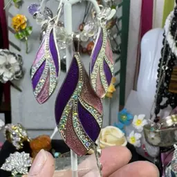 Pink & Purple Ab Stone Necklace & Pierced Dan Earrings