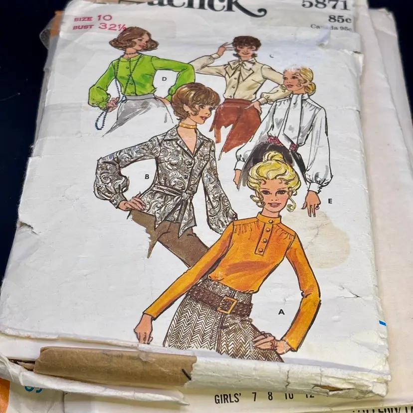 Four Vintage 1970’s Sewing Patterns As Found