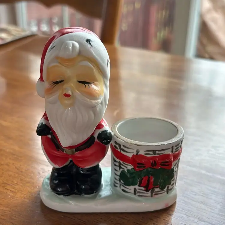 Santa And Mrs Clause Vintage Votive Holder Pair