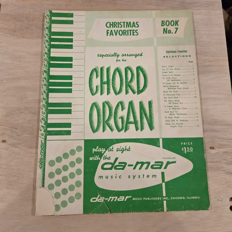 1959 da-mar Christmas Favorites no 7 Chord Organ sheet music