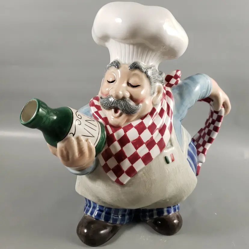 Fitz and Floyd Essentials Italian Flag Papa Paisano Chef Wine Jug Pitcher