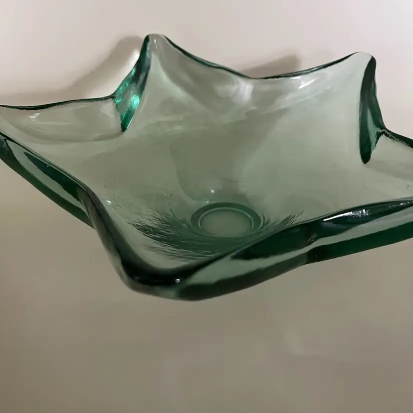 Distinctive Vintage Recycled Glass - Large Green Star Shaped Bowl