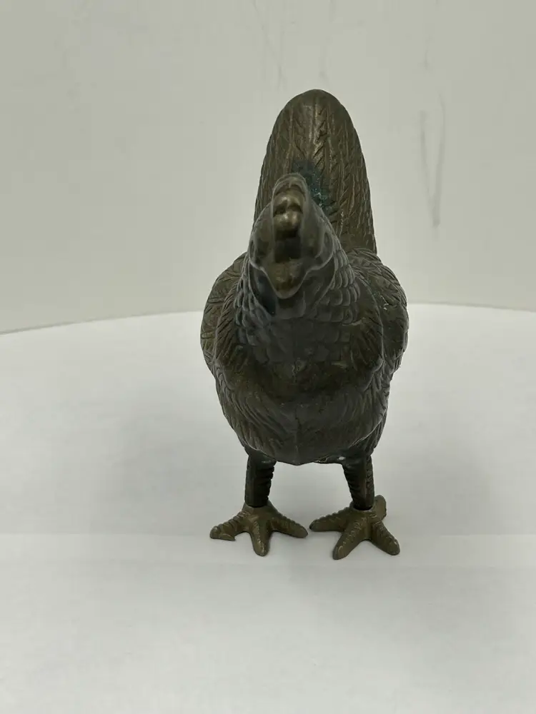 Vintage Solid, Brass Hen Chicken Figurine