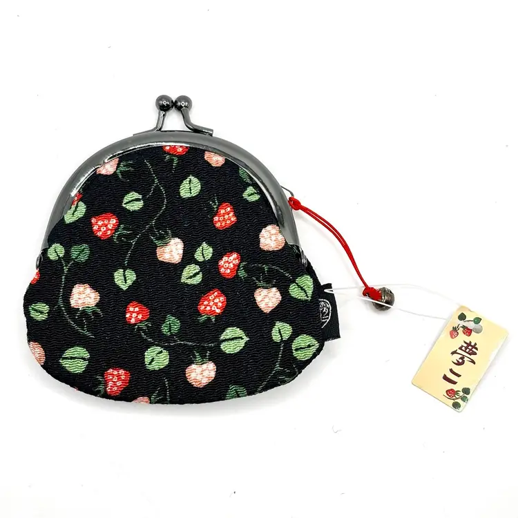 Small Black with Strawberries Cute Coin Purse NWT 4”