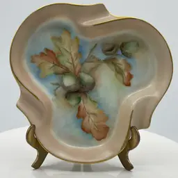 Vintage Acorn & Leaves Hand-painted Ashtray