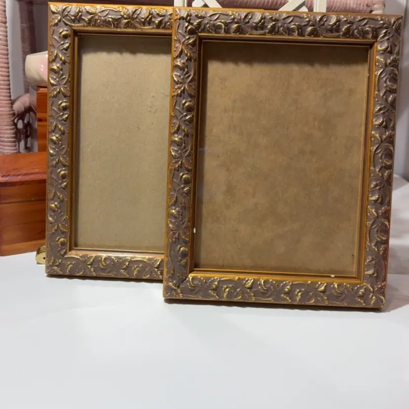 Set Of 2 6.5” x 4.75” Inner Picture Part Gold Tone Frames