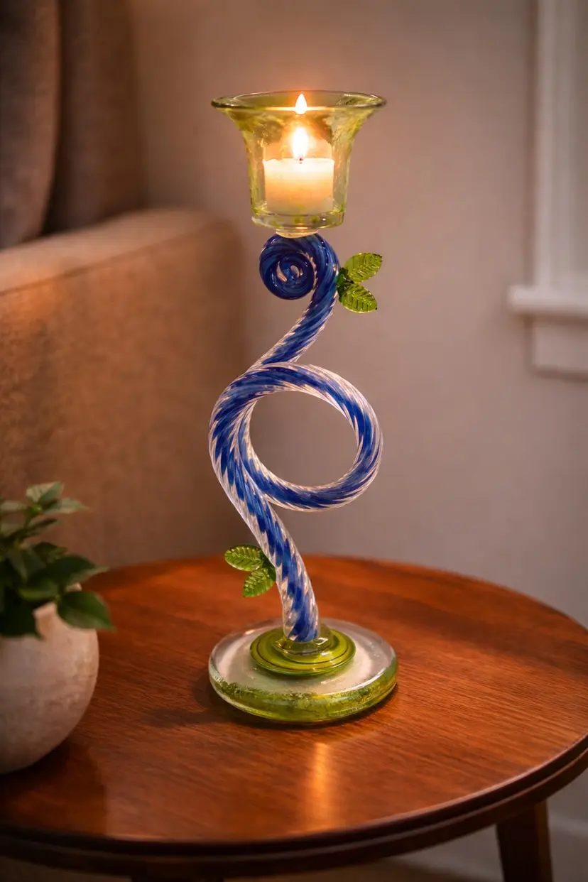 Michael Hudson Hand Blown Glass Candle Holder