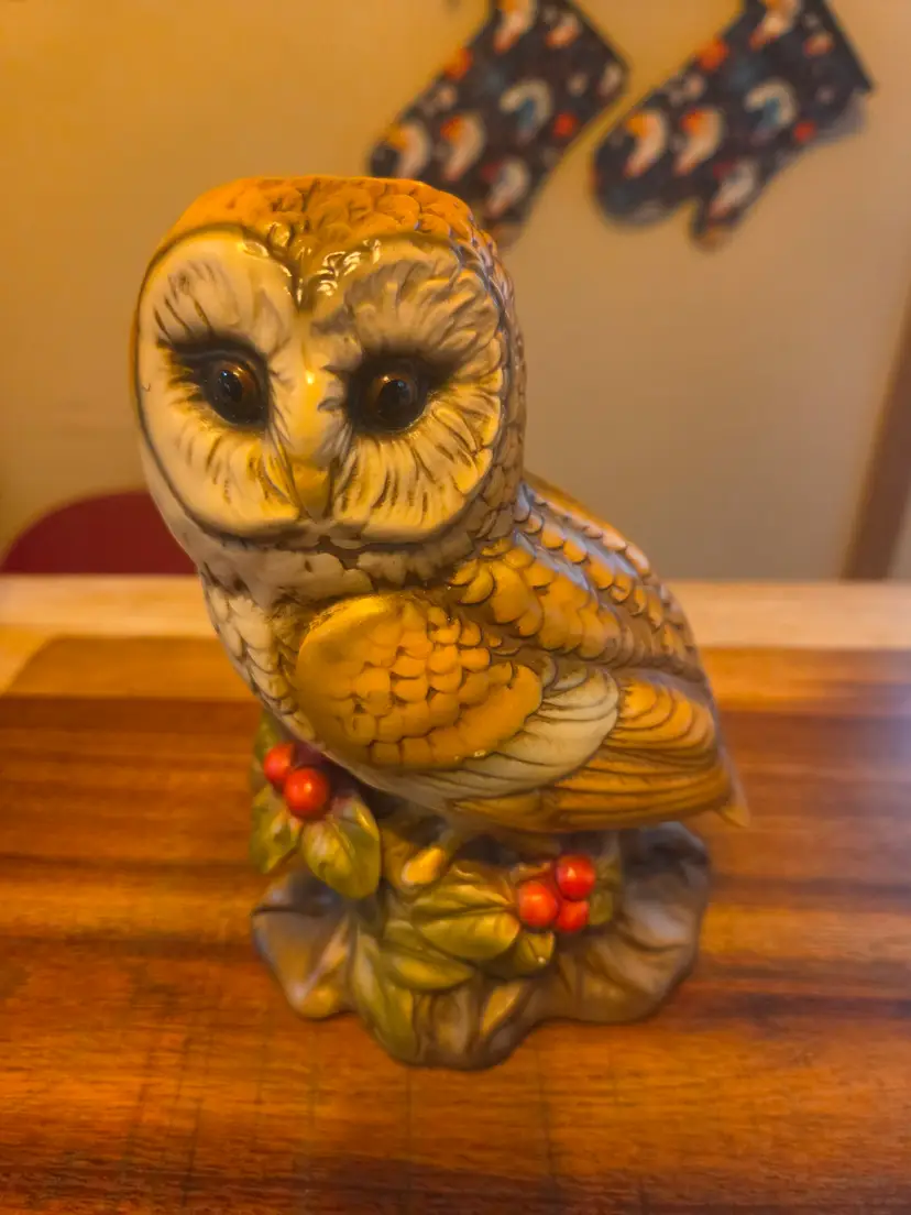vintage ceramic owl statue