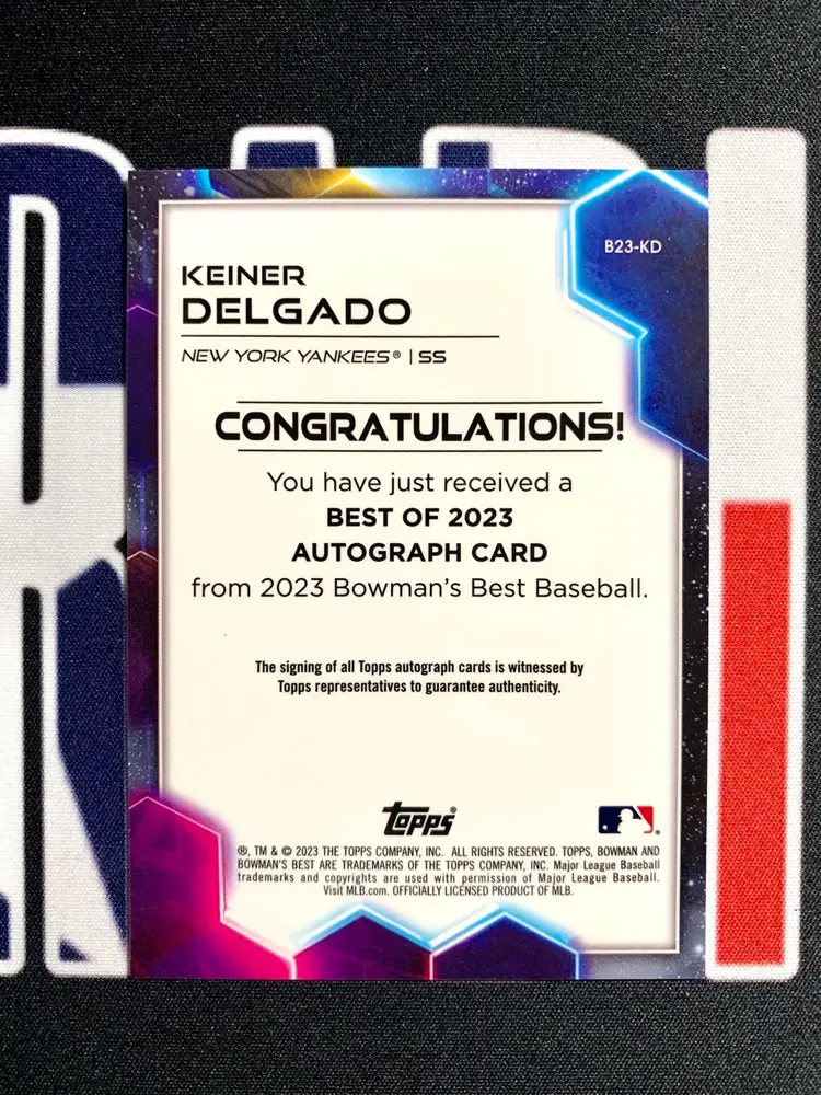 Keiner Delgado 2023 Bowman’s Best Chrome Auto New York Yankees Prospect Baseball
