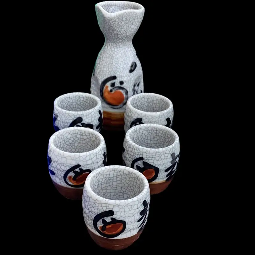 Vintage 6 Sets of Japense Nakagama Ceramic Soy Sauce Set 