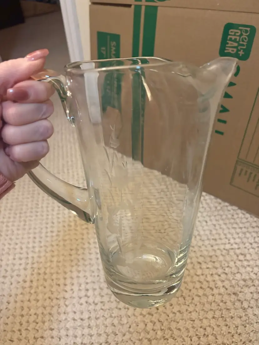 Princess House Etched Glass Martini Pitcher