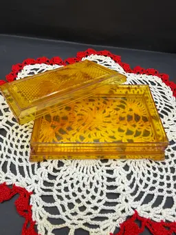 vintage rectangular amber-colored Acrylic box